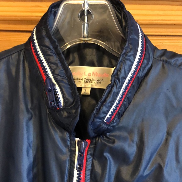 Vintage Lady La Mode Active Sportswear Blue Nylon Track Jacket Hood Waterproof - Picture 2 of 6